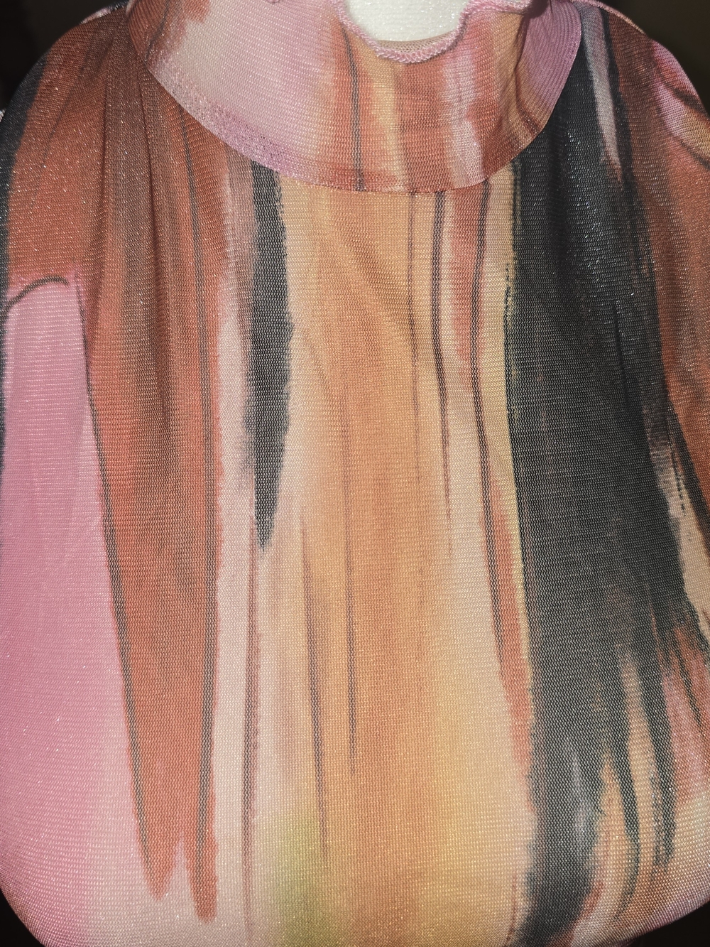 Abstract Print Mesh Ruched Maxi Dress - Picture 3 of 4